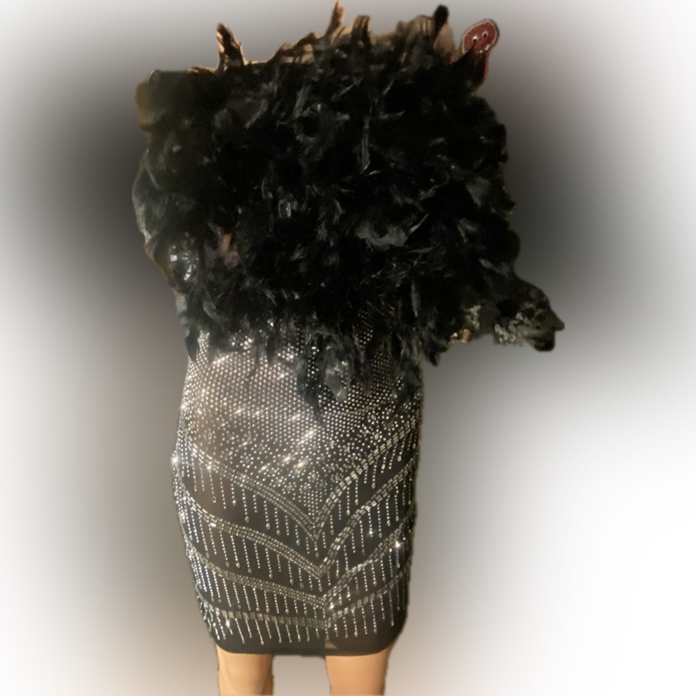 Embellished Black Sequin Fringe Dress